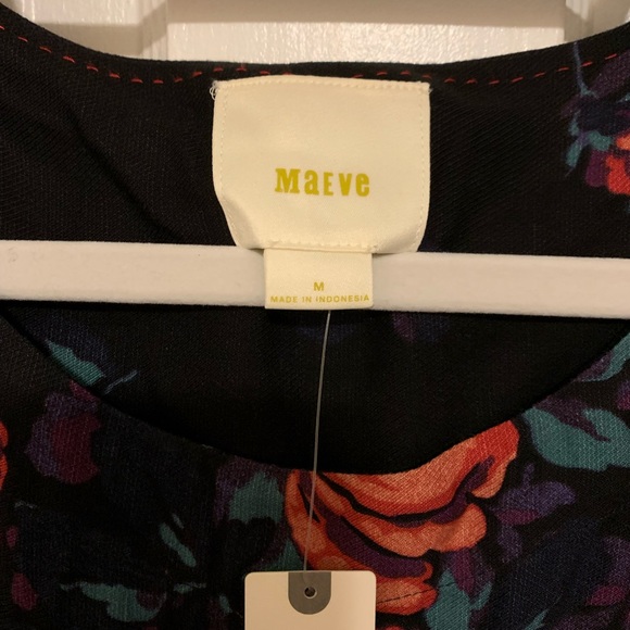 Maeve Anthropologie NWT Blouse Black Floral Rose Boho Flowy - Picture 4 of 8